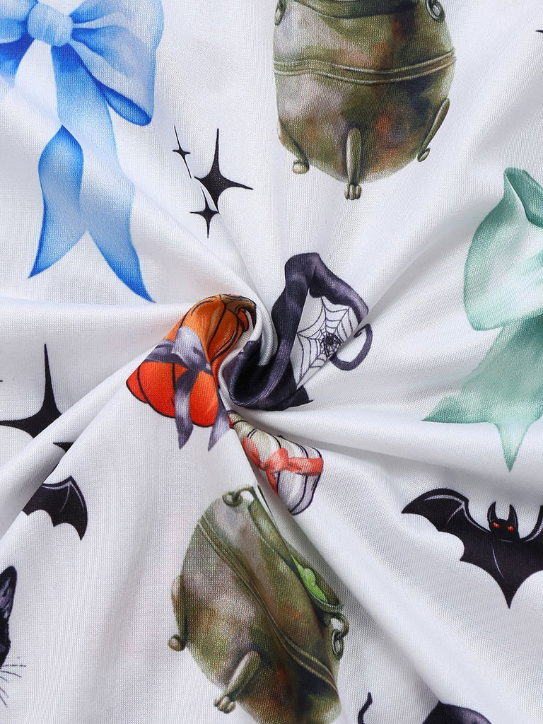 1970er Halloween Hexendruck Satin Pyjama