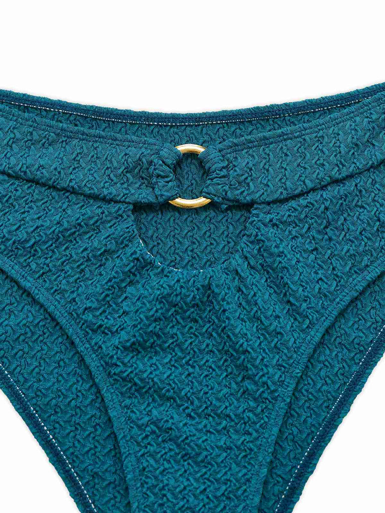 Grün 1930er Hohl Halter Strukturierter Stoff Bikini Set