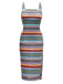 Multicolor 1960er Spaghetti Träger Seitenschlitz Bleistift Kleid
