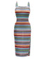 Multicolor 1960er Spaghetti Träger Seitenschlitz Bleistift Kleid