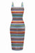 Multicolor 1960er Spaghetti Träger Seitenschlitz Bleistift Kleid