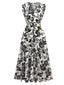 1970er V-Ausschnitt Blumen Flügelärmel Midi Kleid