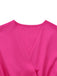 Rosa 1960er Solide Tiefer V Gürtel Laternenärmel Jumpsuit