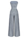 Grau 1930er Trägerlos Streifen Gegürtet Jumpsuit
