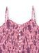 Rosa 1970er Spaghettiträger Blumen Gesmokt Jumpsuit