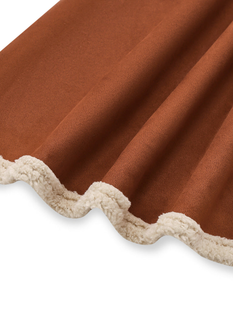 Braun 1940er Zweireihig Revers Western Stil Mantel