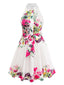50er Shirtkleid mit Blumen-Print und Neckholder