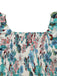 Grün 1950er Blumen Schulterfrei Laternenärmel Bardot Kleid