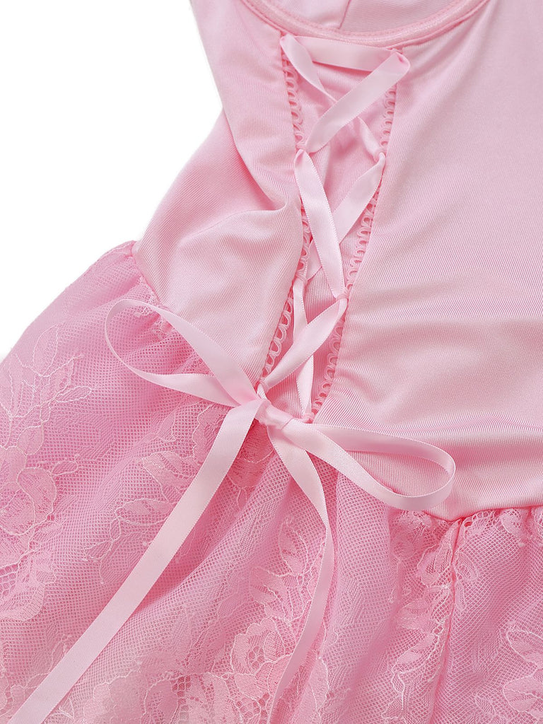 1960er Spitze Besetzt Korsett Bodysuit Set