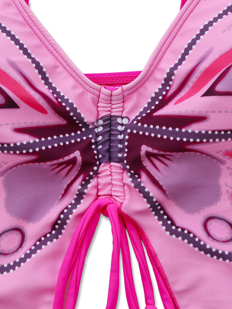 1970er Schmetterling Spaghetti Träger Schnürung Bikini Set