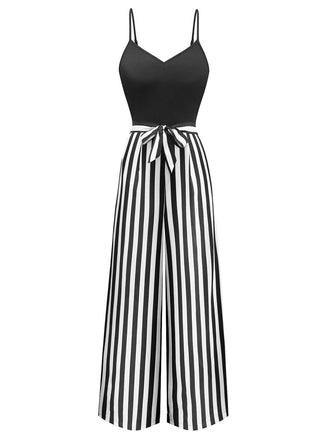 1970er Spaghetti Träger Streifen Gürtel Jumpsuit