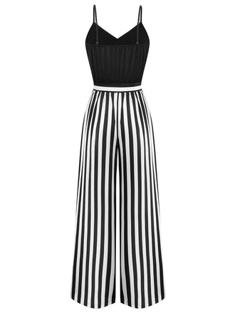 1970er Spaghetti Träger Streifen Gürtel Jumpsuit