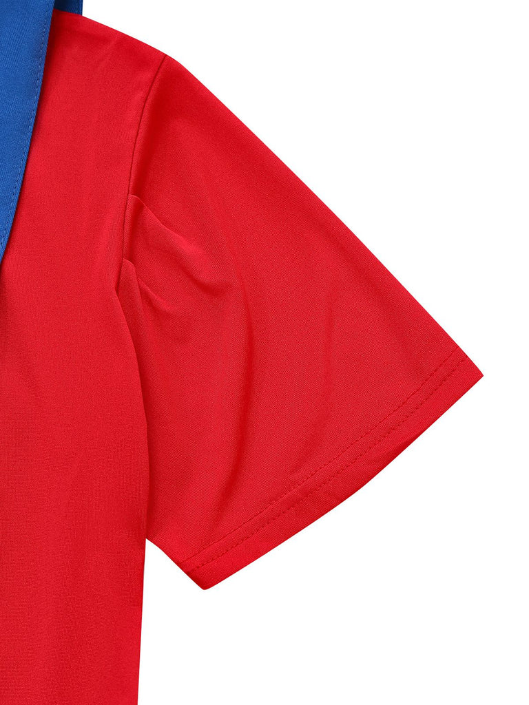 Rot & Blau 1970er Mario Latzkleid Set Mit Hut