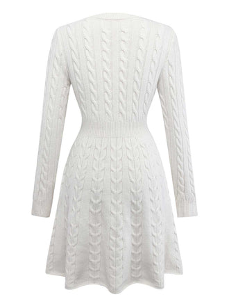 Weiß 1970er Bogen Dekor Stricken Pullover Kleid