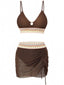 Kaffee 1940er Chevron Netz Patchwork Tankini Set