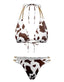 1970er Gerippte Kuh Muster Ketten Halter Bikini Set