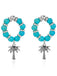 Blaue Vintage Ohrringe mit Palmen und Perlen