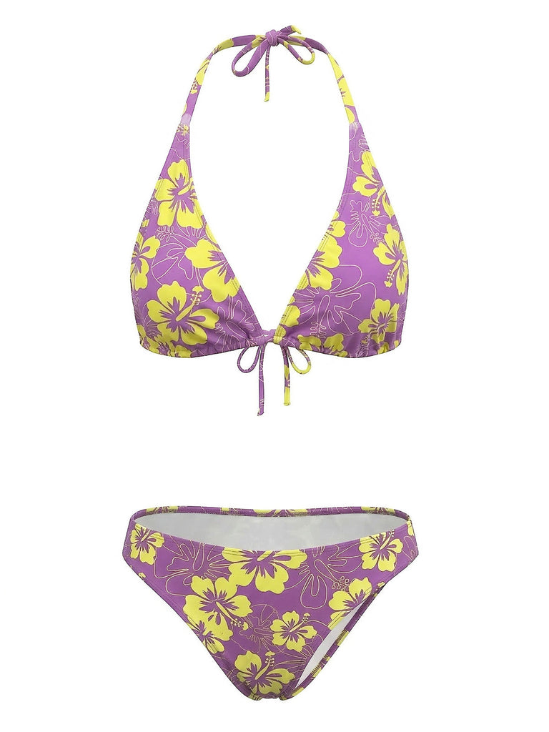 Tropischer Bikini mit Blumenmuster aus den 1960er Jahren – Vintage-Mode, Retro-Stil