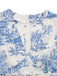 Hellblaues 50er Raffkleid mit Porzellan-Print und V-Ausschnitt