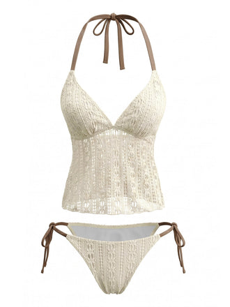 Hellgelbes 50er Tankini-Set mit Neckholder