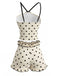 Beige 80er Tankini-Set mit Polka-Dots und Neckholder