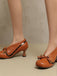 Retro Bogen PU Rundspitze Blockabsatz Schuhe