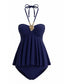 Marineblaues 80er Uni-Tankini-Set mit Metallic-Verzierung