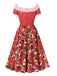 Rot 1950er Weihnachten Glocke Spitze Kleid