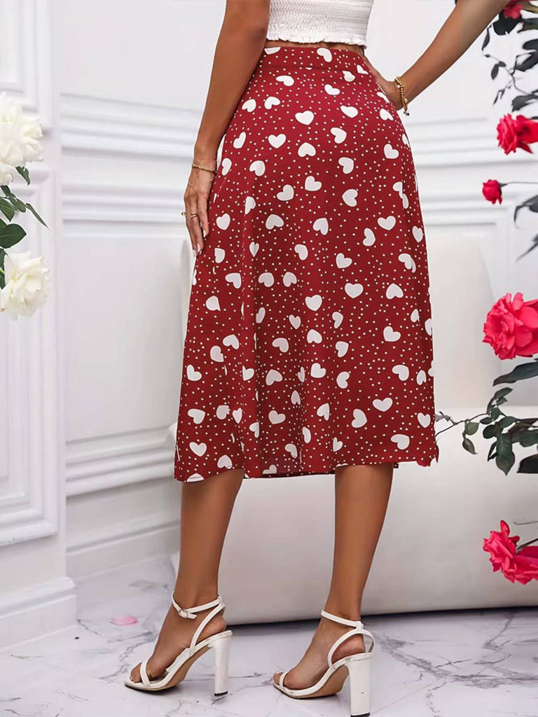 Rot 1940er Herzen Polka Dot Schlitz Rock