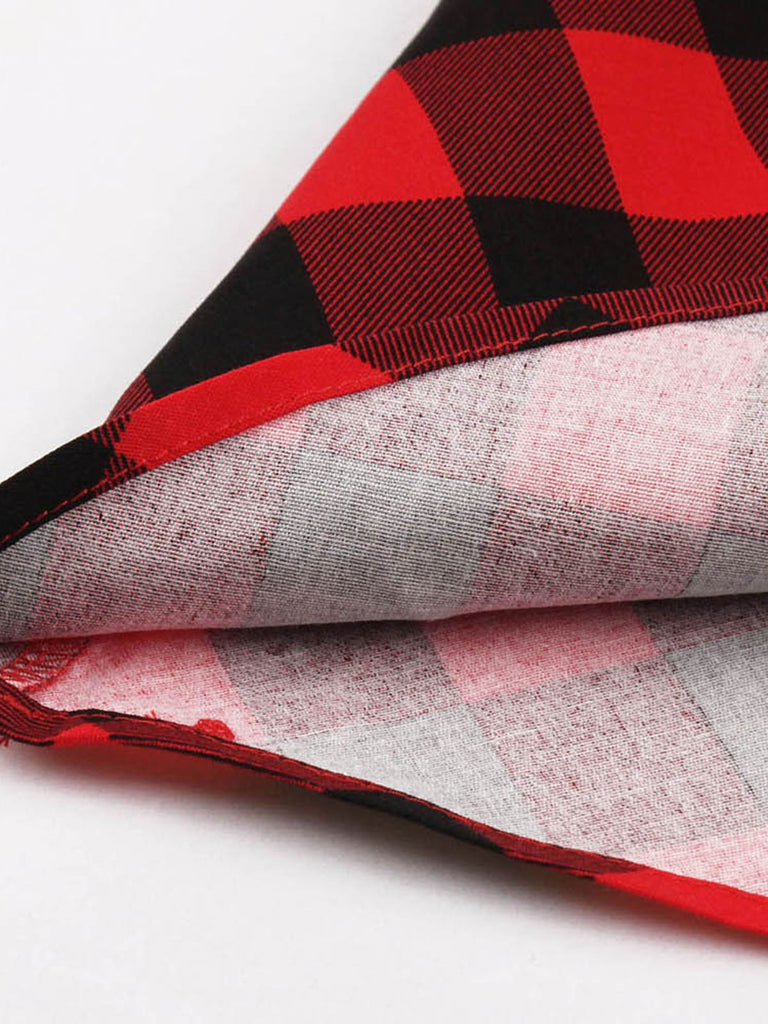 Rot 1950er Plaid Bogen Swing Kleid