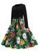 1950er Weihnachten Patchwork Langarm Kleid