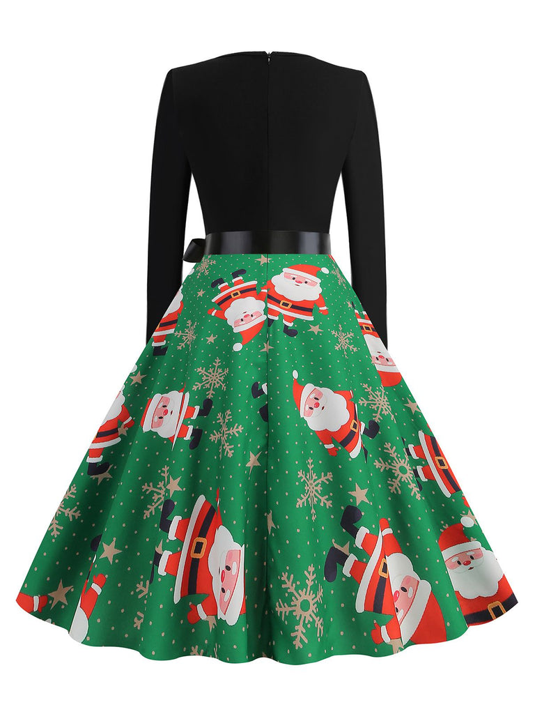 1950er Weihnachten Patchwork Langarm Kleid