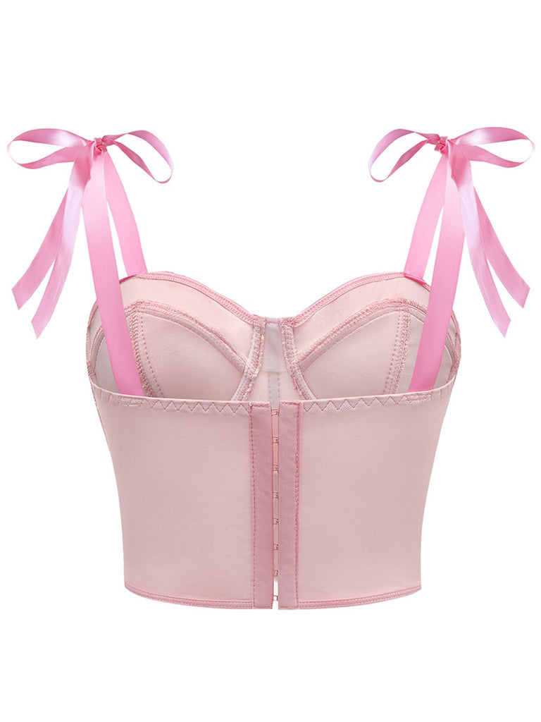 1940er Schnürung Bogen Netz Korsett Crop Camisole