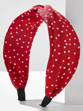 Rot Stoff Breiter Krempe Polka Dots Kreuzstirnband
