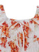 Orange 40er Kleid mit Puffärmel und Blumen