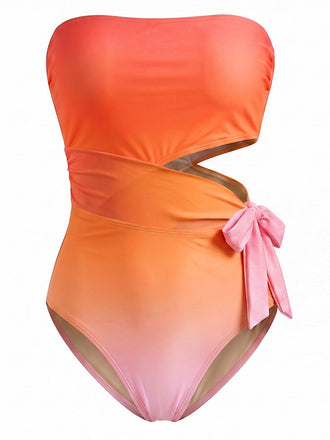 70er Badeanzug & Cover-Up mit Blumen und Cut-out