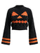 Schwarzer 70er Halloween Crop-Pullover mit Kürbisgesicht