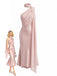 Orange & Rosa 30er Satin-Schal mit One-Shoulder