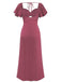 1930er Herz Neck Rüschen Sleeve Satin Kleid