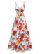 Mehrfarbiges 70er Ärmelloses Maxikleid mit V-Ausschnitt und Blumen