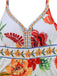 Mehrfarbiges 70er Ärmelloses Maxikleid mit V-Ausschnitt und Blumen