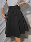 Schwarz 1940er Solide High Waist Schnürung Rock