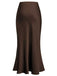1930er Hohe-Taille Satin Solide Meerjungfrauen Rock