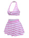 Rosa 50er Bikini-Set mit Neckholder und Rüschen