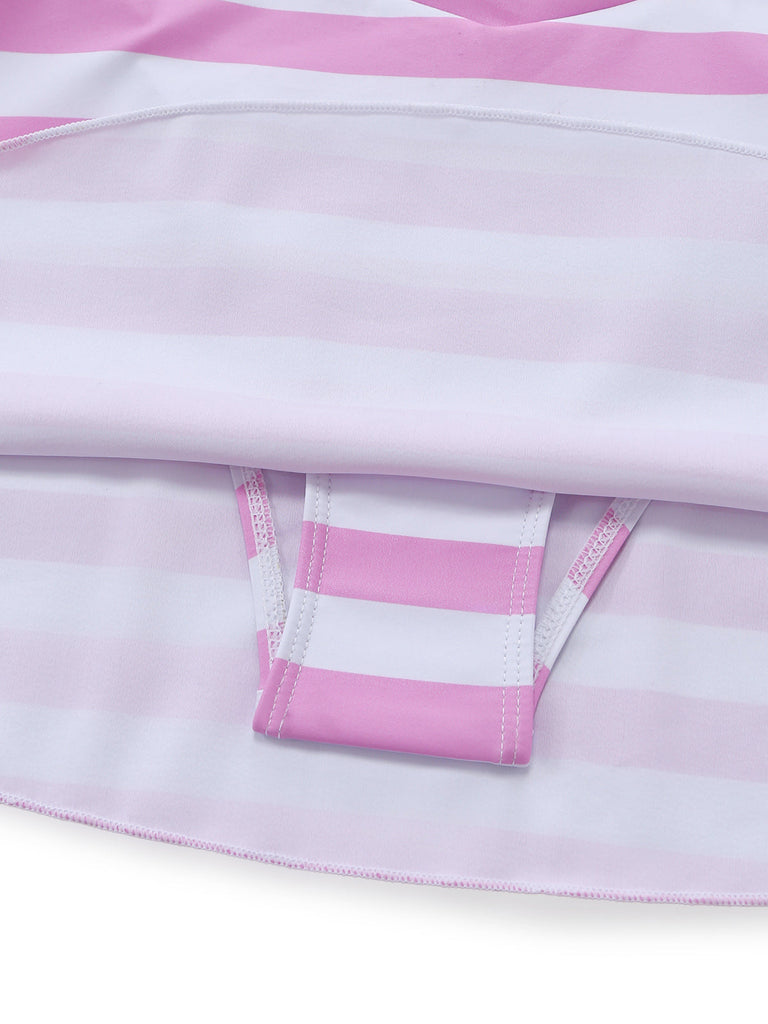 Rosa 50er Bikini-Set mit Neckholder und Rüschen