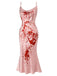 Schwarzes Halloween-Meerjungfrauenkleid mit Kürbis- und Geisterprint