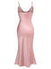 30er Satin-Maxikleid mit Spinnennetz und Wasserfallausschnitt