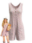 Rosa 30er Ärmelloses Romper mit Knopfleiste und Tweed