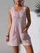 Rosa 30er Ärmelloses Romper mit Knopfleiste und Tweed