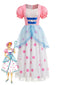 40er Kleid mit Puffärmeln und Polka-Dots, Bo-Peep-Cosplay-Stil in Rosa